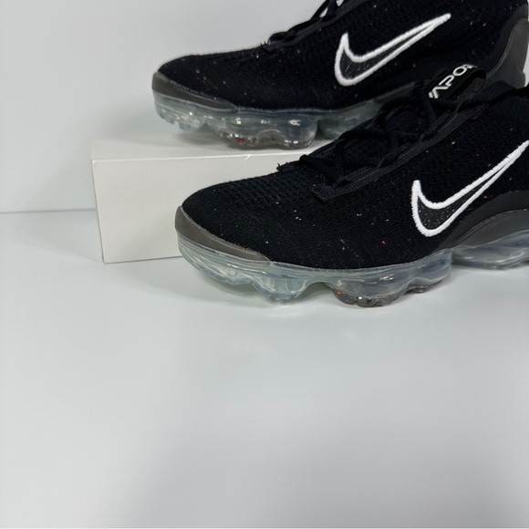 AIR VAPORMAX 2021 FLYKNIT BLACK METALLIC SILVER SPECKLED WOMENS SHOES SIZE 6.5 - Picture 5 of 10